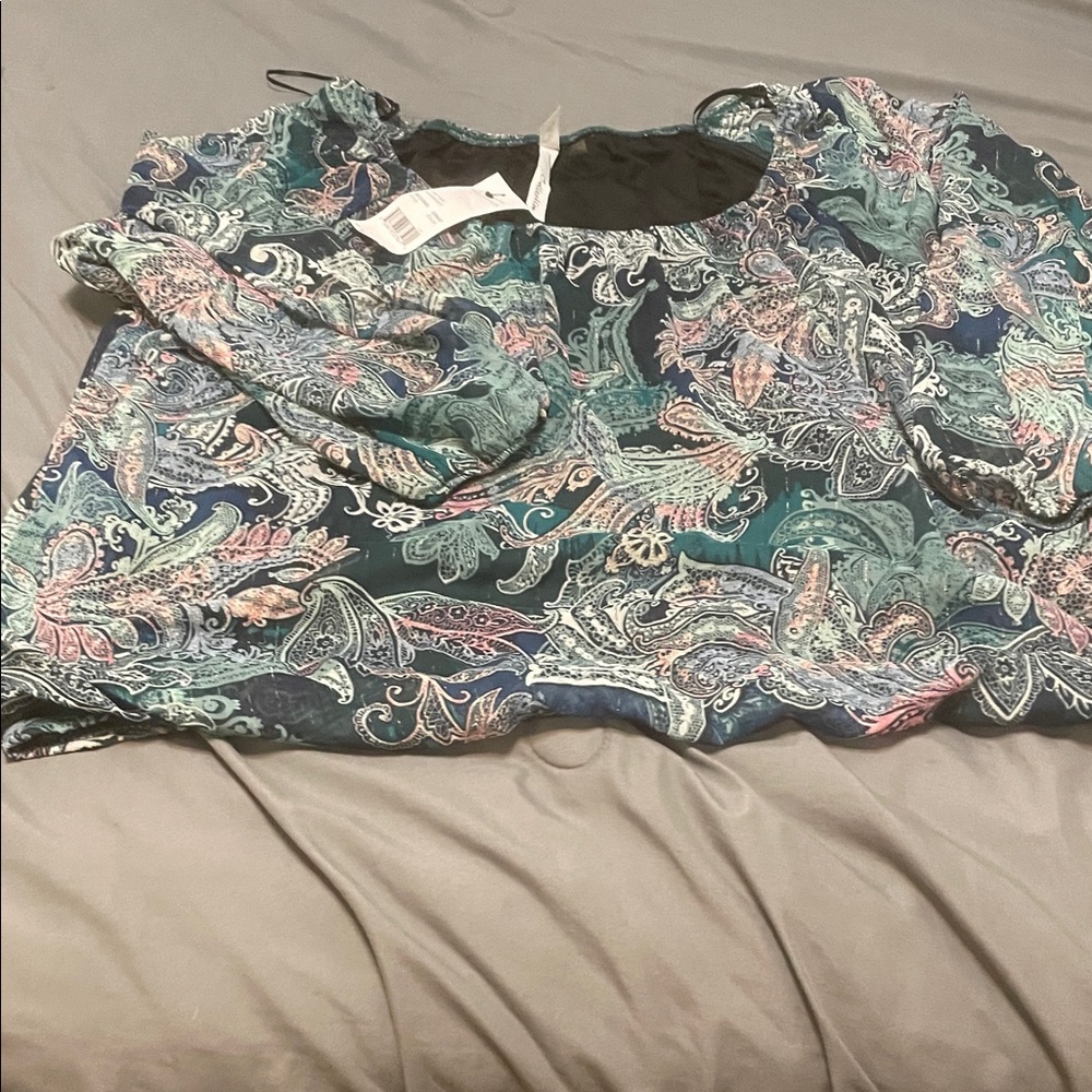 NY Collection Multicolor Paisley Blouse